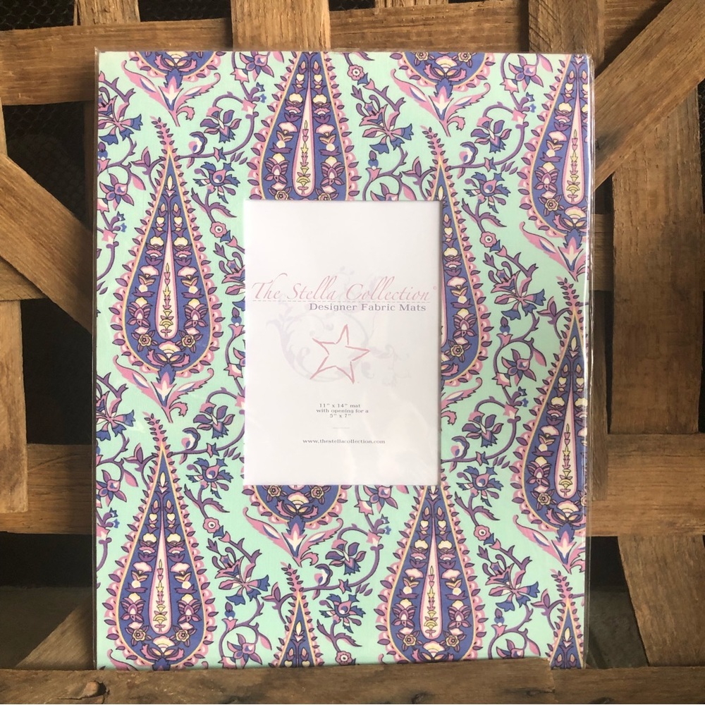 New 11 x 14 Designer Fabric mat with a opening for 5 x 7 image comes shr…